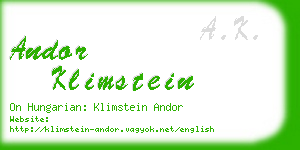 andor klimstein business card